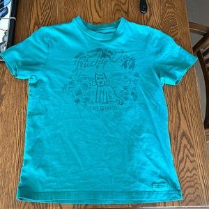 Do what you love love what you do, in this Life is Good Lucky Dog shirt mens S